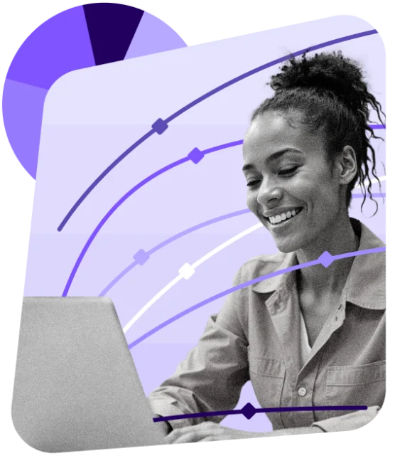 woman smiling in front of laptop