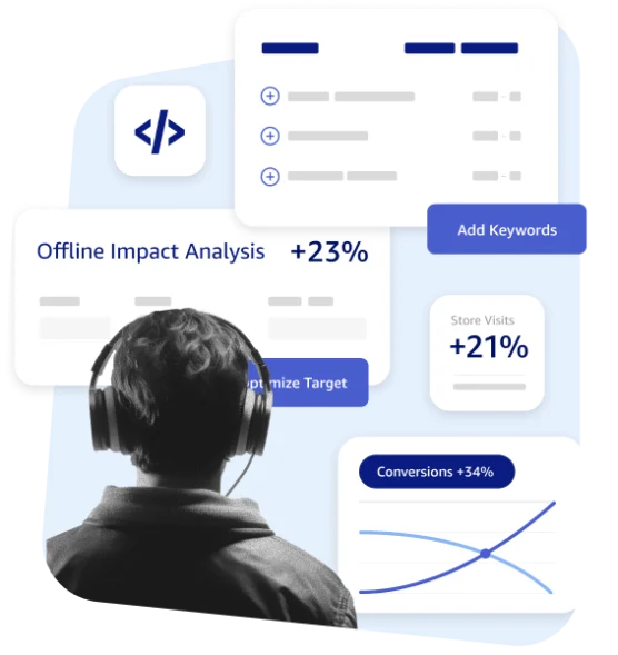 man looking at data and charts