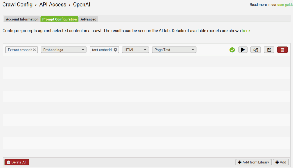 how to extract embeddings from an LLM in Screaming Frog