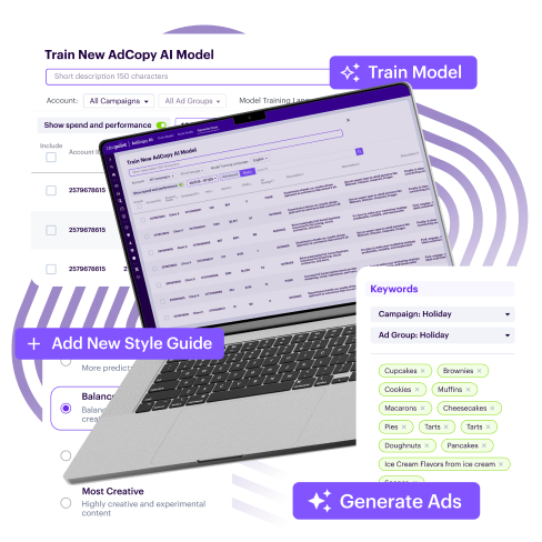 Bliss Point dashboard featuring AdCopy AI screenshots