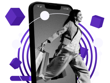 woman appearing to walk out of phone