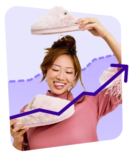 woman showing DSW does in front of graph