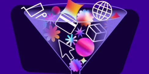 colorful image of funnel with retail media graphics