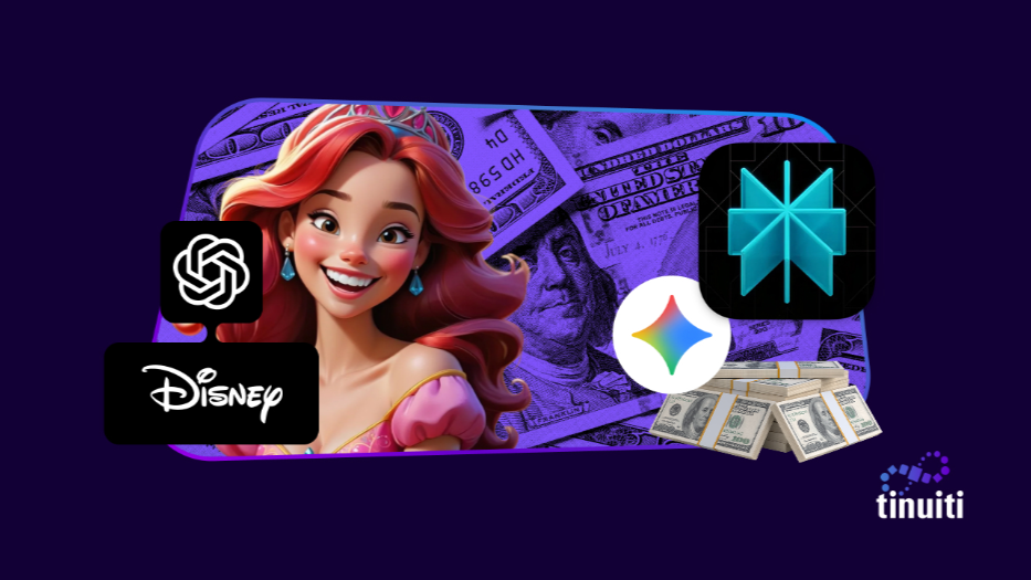 collage of images including gemini logo and disney princess character