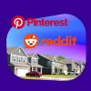 image of houses and Pinterest and reddit logos