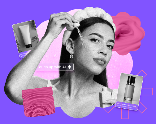 graphic featuring woman applying serum