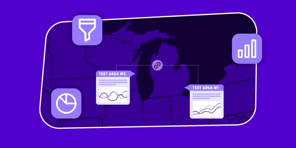 matched market tests graphic with geographic and measurement imagery