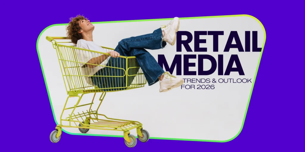header image reading "retail media trends" with person in shopping cart