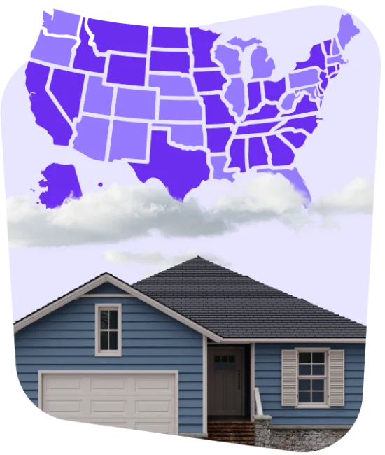 map of U.S. above a house