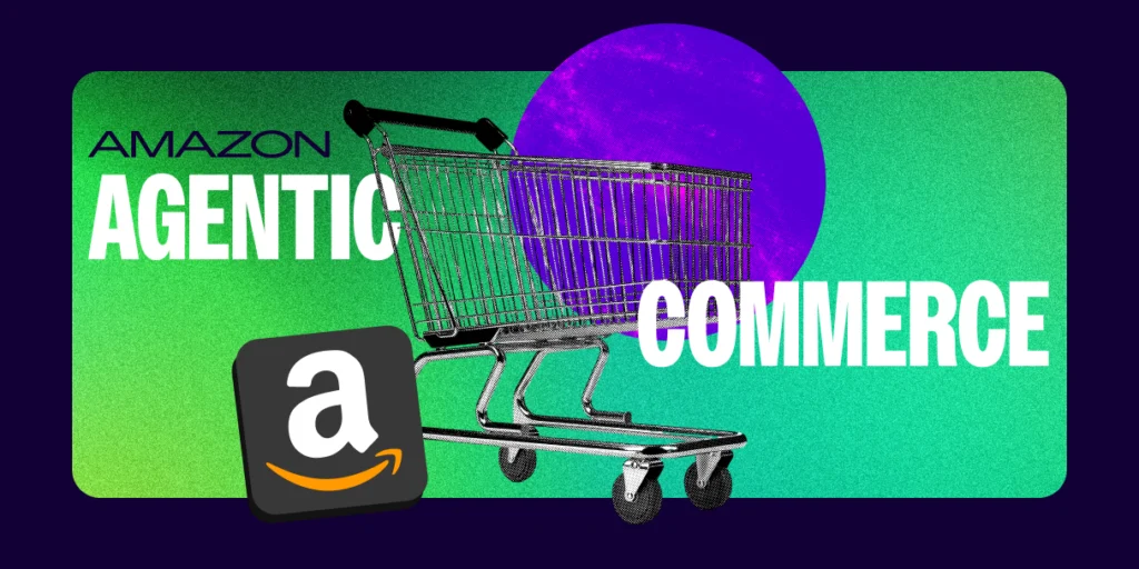 shopping carts and amazon logo visuals representing amazon agentic commerce