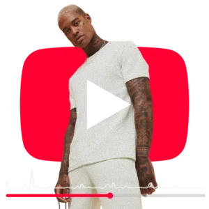 man standing in front of youtube logo