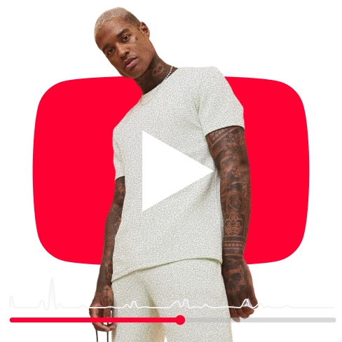 man standing in front of youtube logo