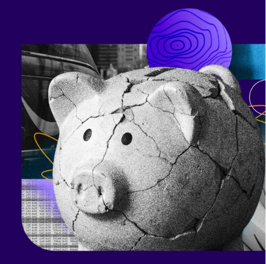 graphic featuring a broken piggy bank