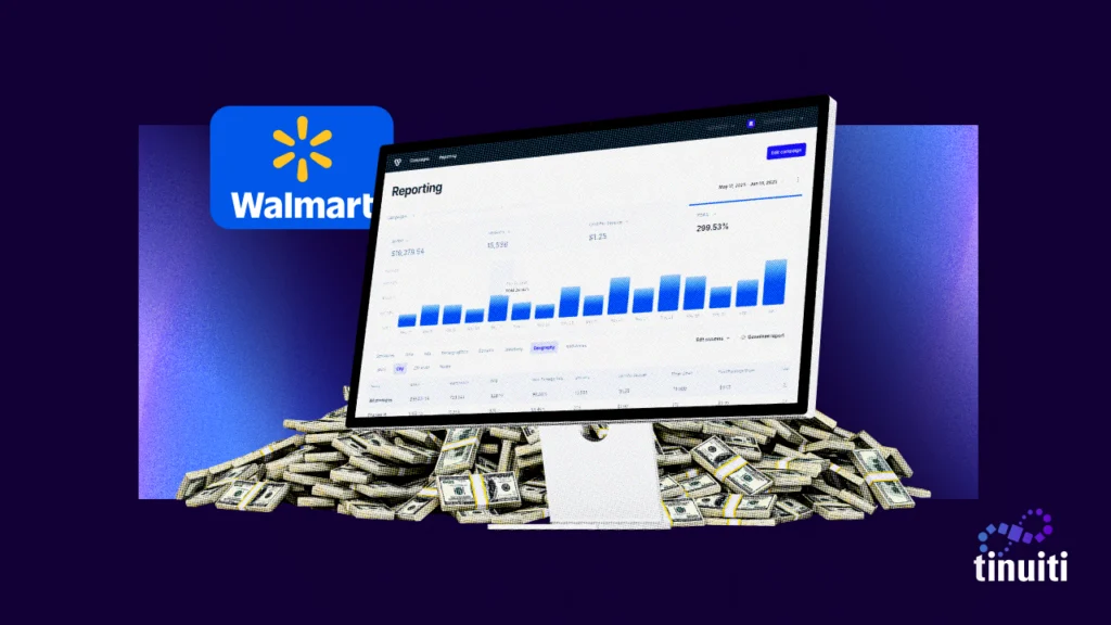 computer screen showing dashboard and Walmart logo