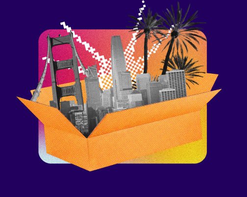 open box full of san fransisco graphics