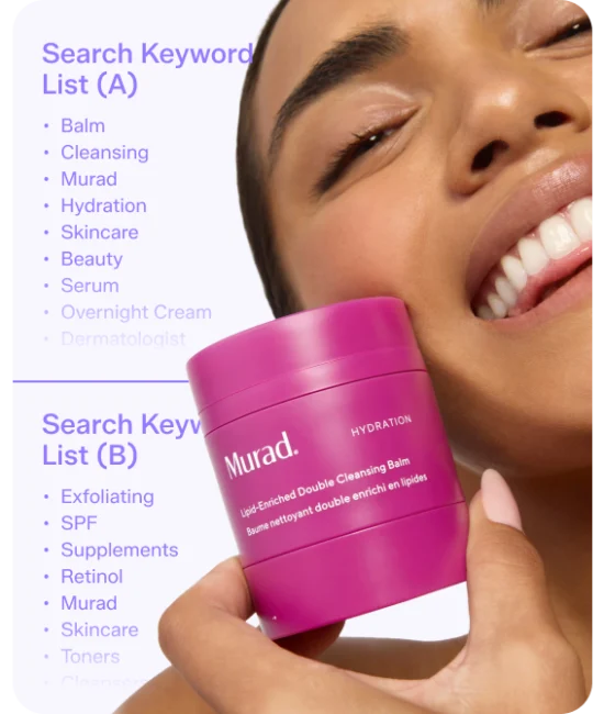 woman smiling with Murad product