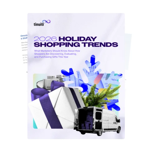 2026 Holiday Shopping Trends report cover featuring graphic of a gift, snowflake, delivery truck