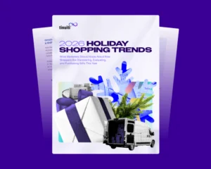 2026 Holiday Shopping Trends report cover featuring graphic of a gift, snowflake, delivery truck