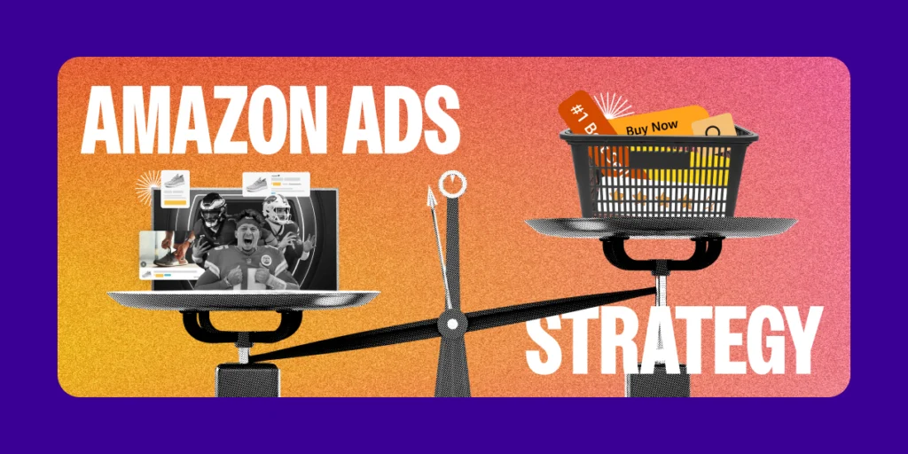 scales with advertising imagery and the words "amazon ads strategy"