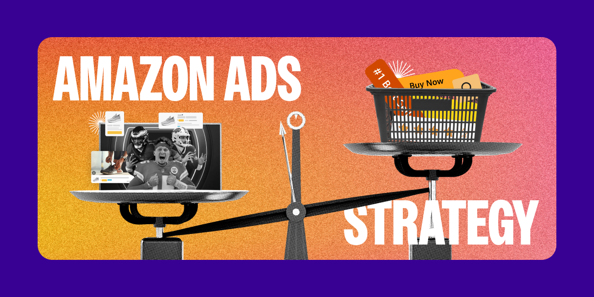 scales with advertising imagery and the words "amazon ads strategy"