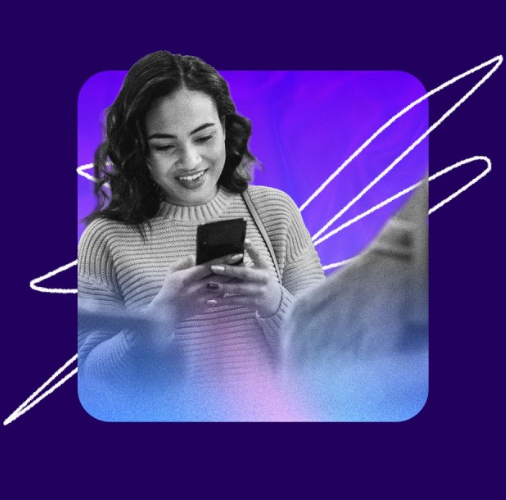 woman looking at her phone