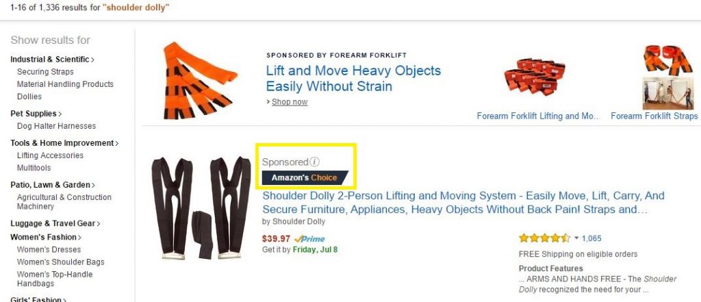 Example of Amazon's Choice